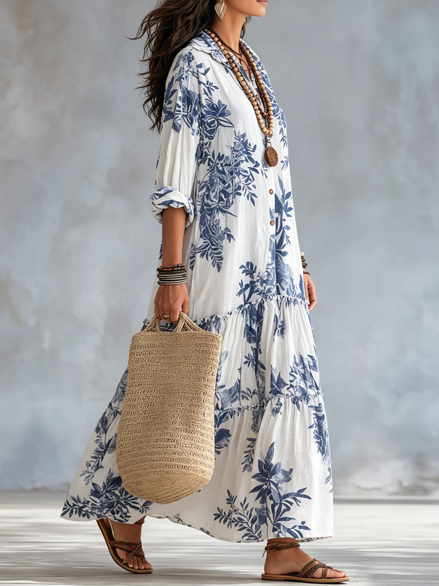 Faye - Blue Floral Maxi Dress