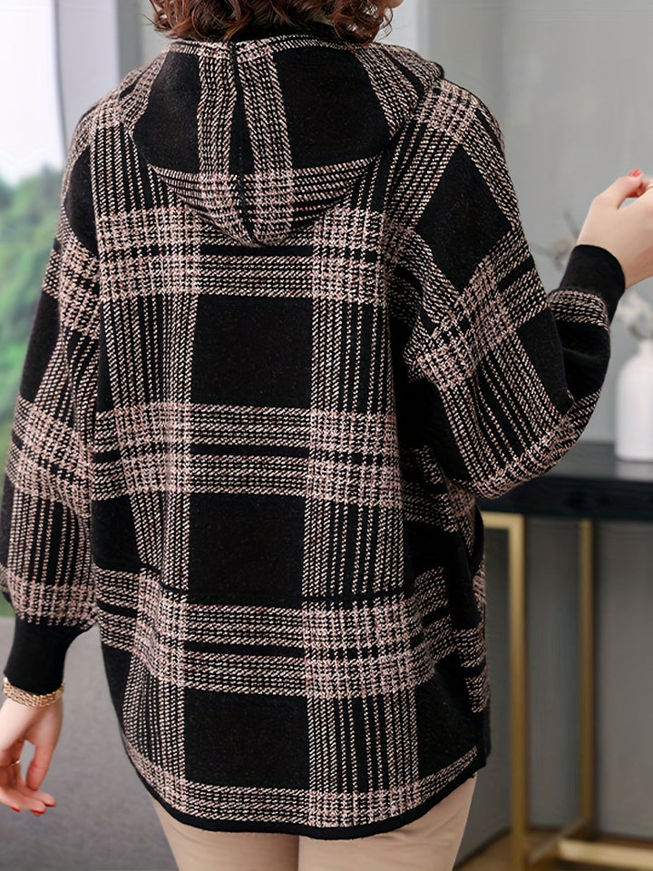 Delaney | Checked Hooded Zip-Up Jacket
