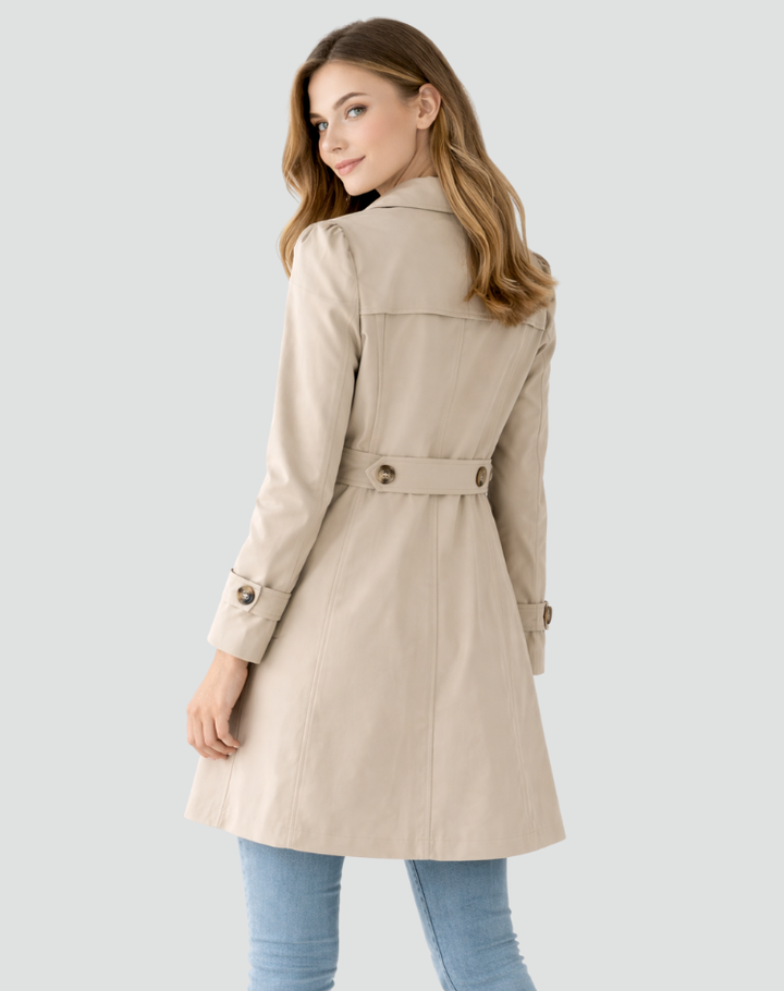 Tailored Women's Trench Coat, Classic Lapels, Mid-Length Jacket