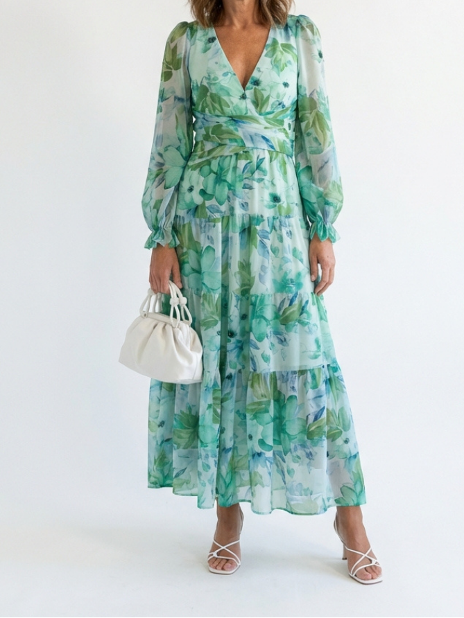 Raelyn - Long Sleeve Floral Maxi Dress