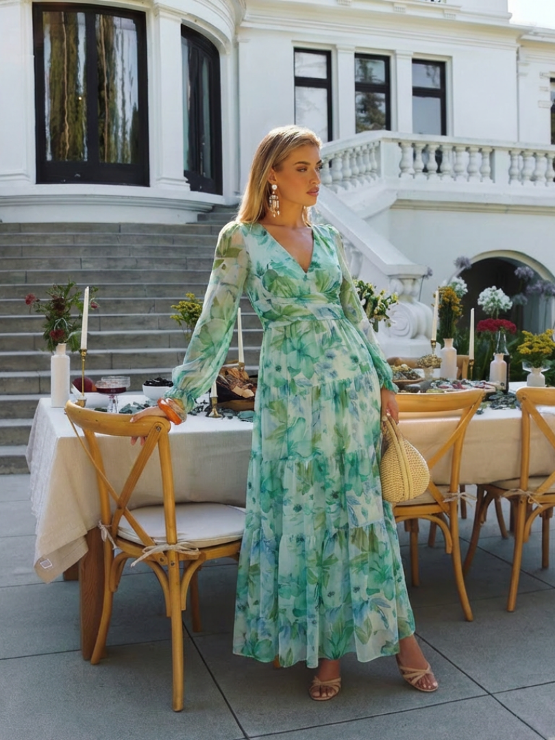 Raelyn - Long Sleeve Floral Maxi Dress