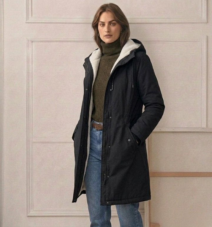 Marjorie | Cozy Hooded Weatherproof Coat – Berry Red