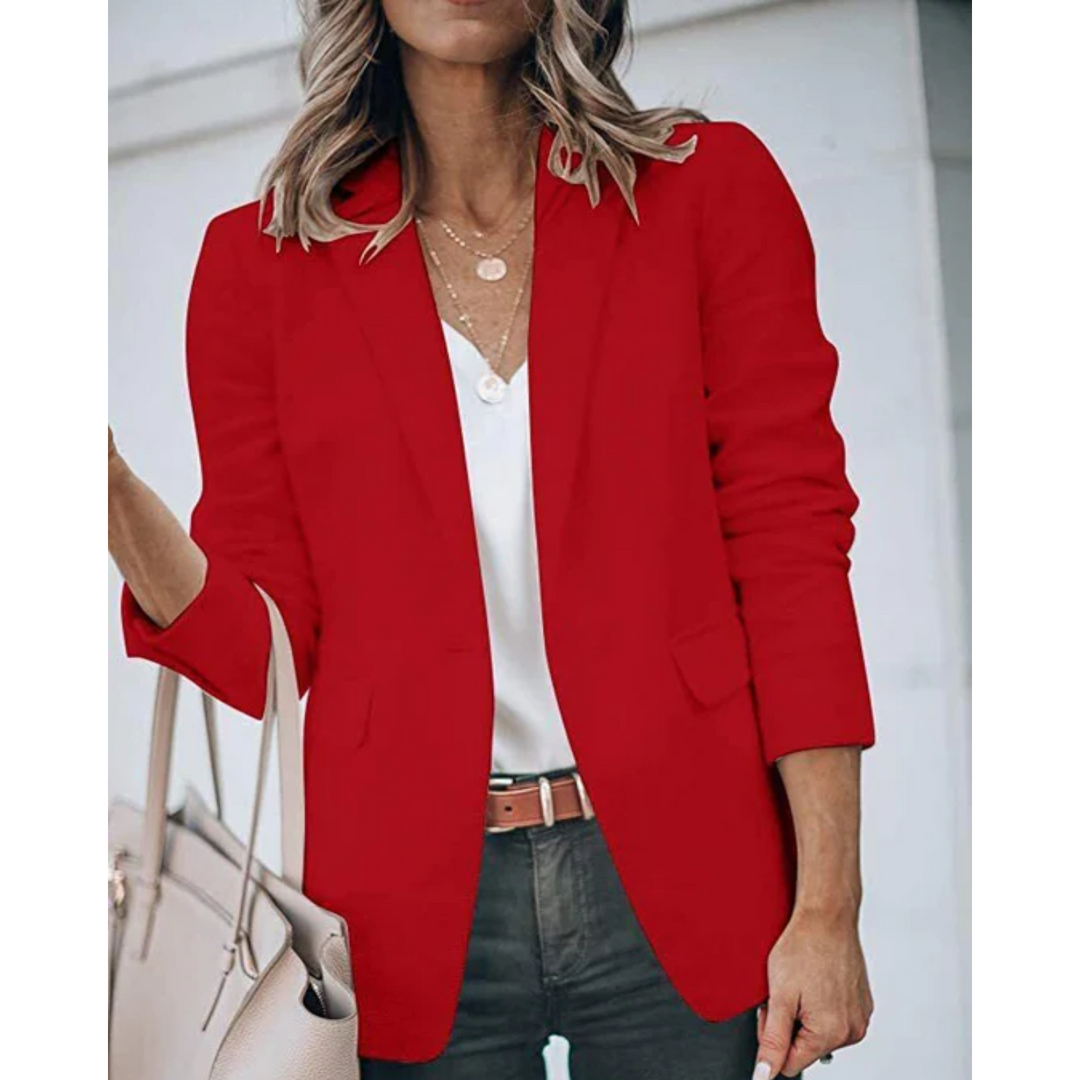 Women's Blazer with Open Front – Lightweight Tailored Layer for Work and Smart Casual Wear