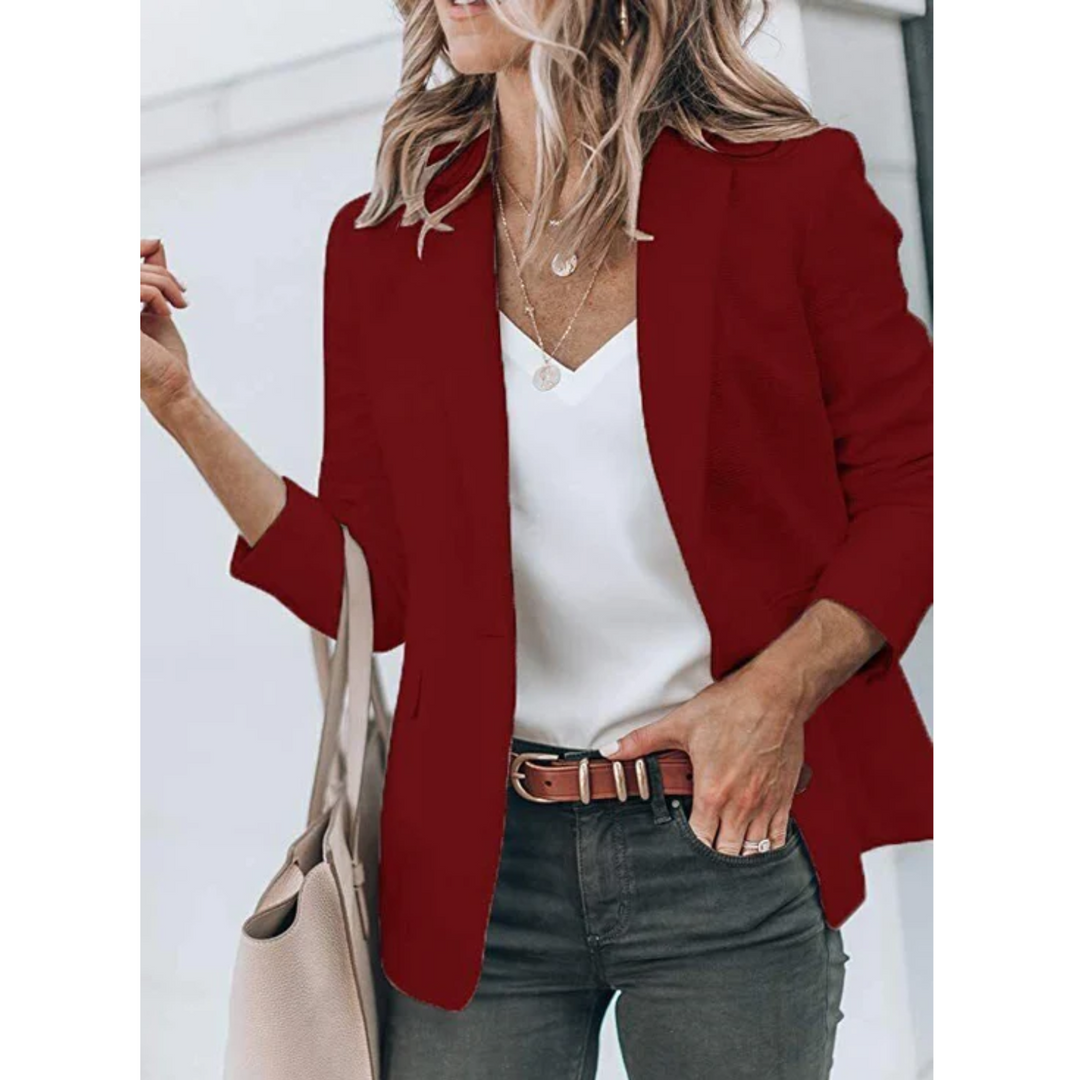Women's Blazer with Open Front – Lightweight Tailored Layer for Work and Smart Casual Wear