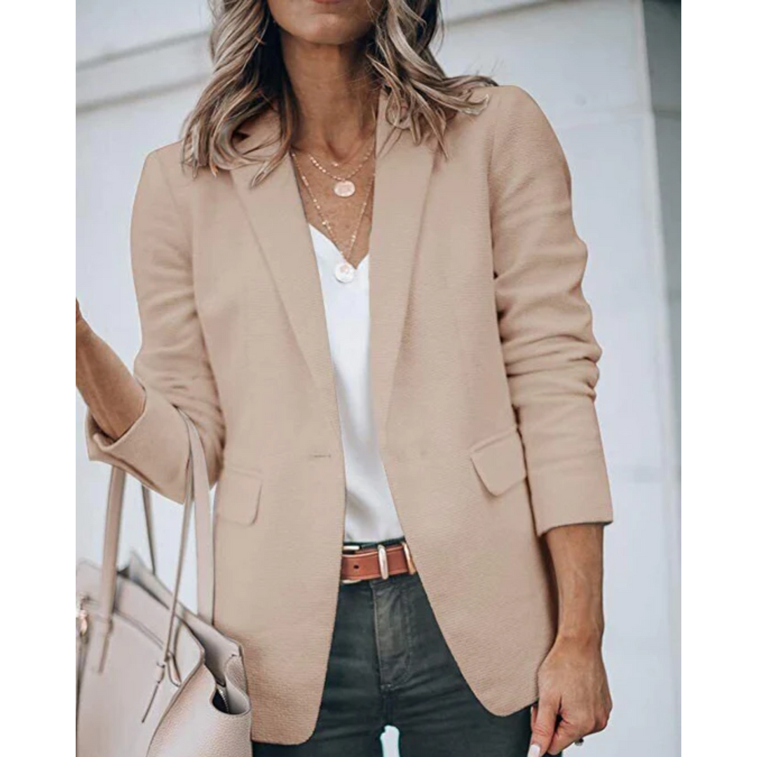 Women's Blazer with Open Front – Lightweight Tailored Layer for Work and Smart Casual Wear