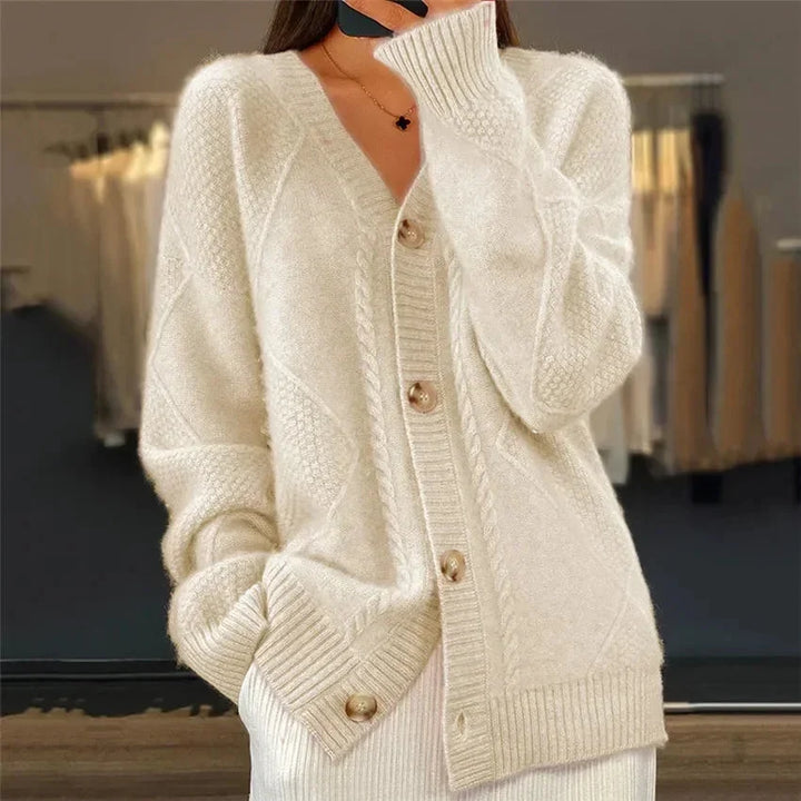 Aaliyah | V-Neck Diamond Knit Cardigan – Leah & Lila
