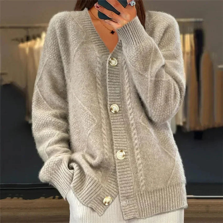 Aaliyah | V-Neck Diamond Knit Cardigan – Leah & Lila