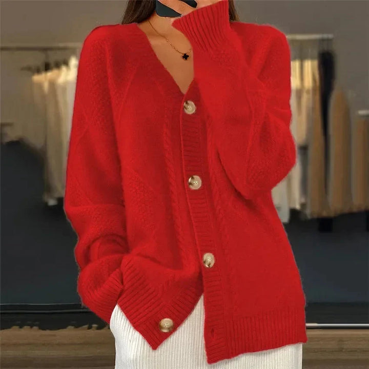 Aaliyah | V-Neck Diamond Knit Cardigan – Leah & Lila