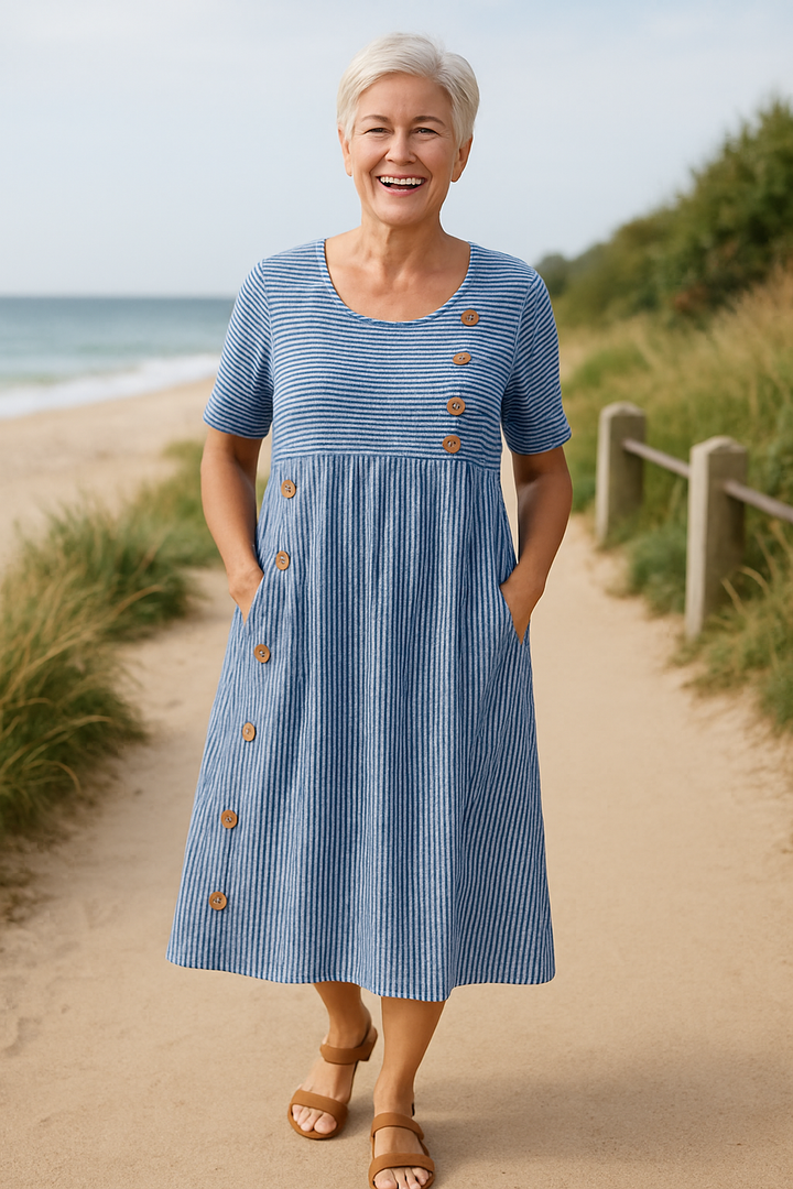 Wanda - Luxurious Striped Midi Dress