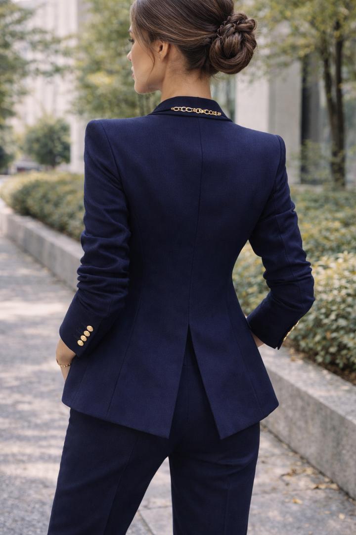 Double-Breasted Statement Button Blazer | Tailored Women's Jacket – Leah & Lila
