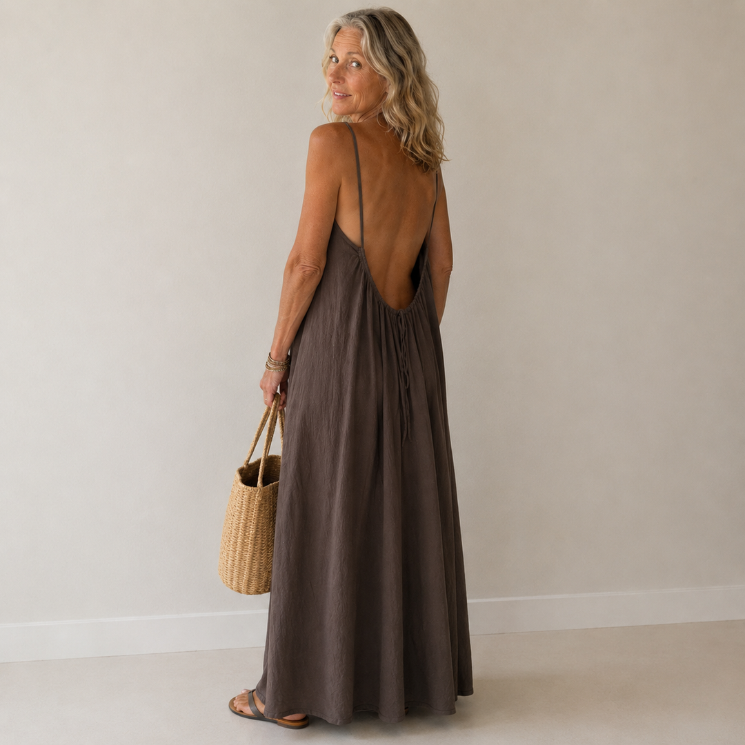 Aria - Backless Spaghetti Strap Maxi Dress