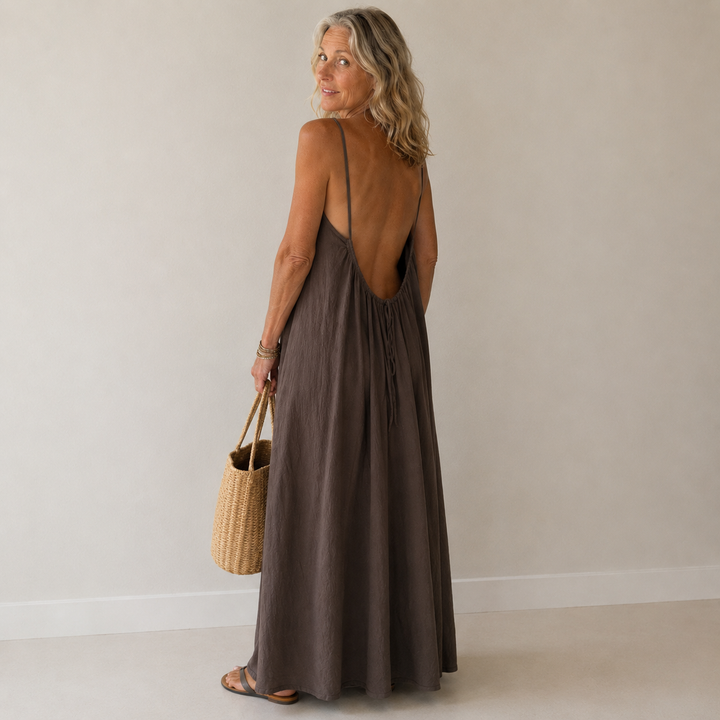 Aria - Backless Spaghetti Strap Maxi Dress