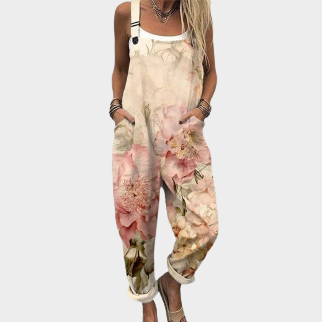 Hazel – Bold Print Dungarees