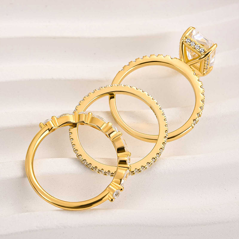 Jaily 3PC Wedding Ring Set | Gold