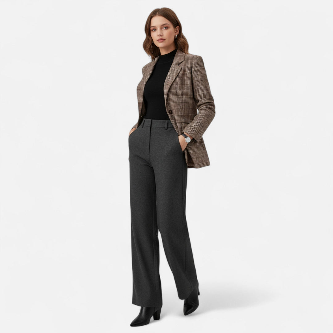 Valmonti | Checked Women's Blazer – Classic Style with Single Row of Buttons