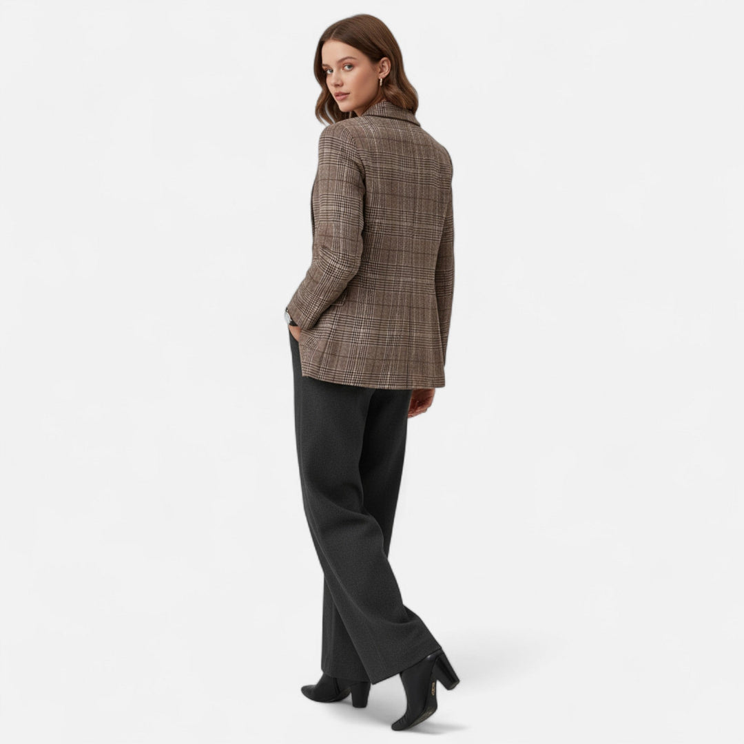 Valmonti | Checked Women's Blazer – Classic Style with Single Row of Buttons