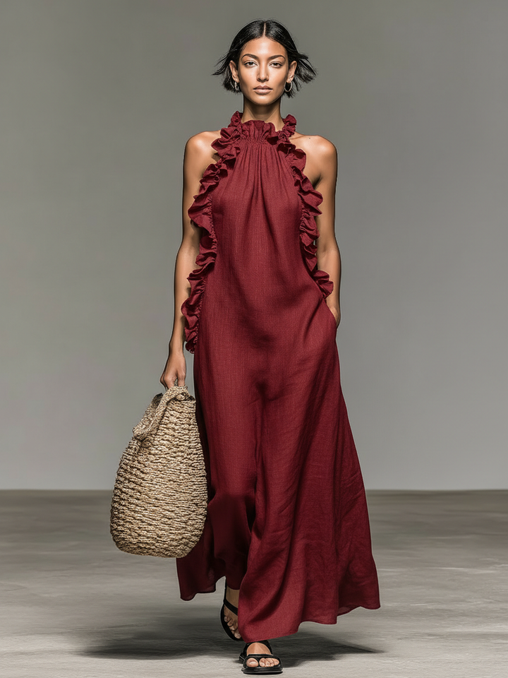 Celeste - Ruffled Maxi Dress with Pockets