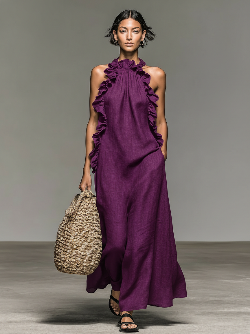 Celeste - Ruffled Maxi Dress with Pockets