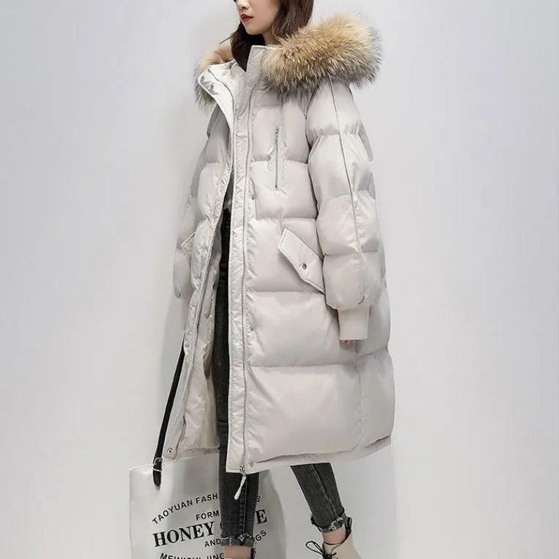 Long Padded Faux Fur Parka | Insulated Ribbed Cuff Winter Coat – Leah & Lila