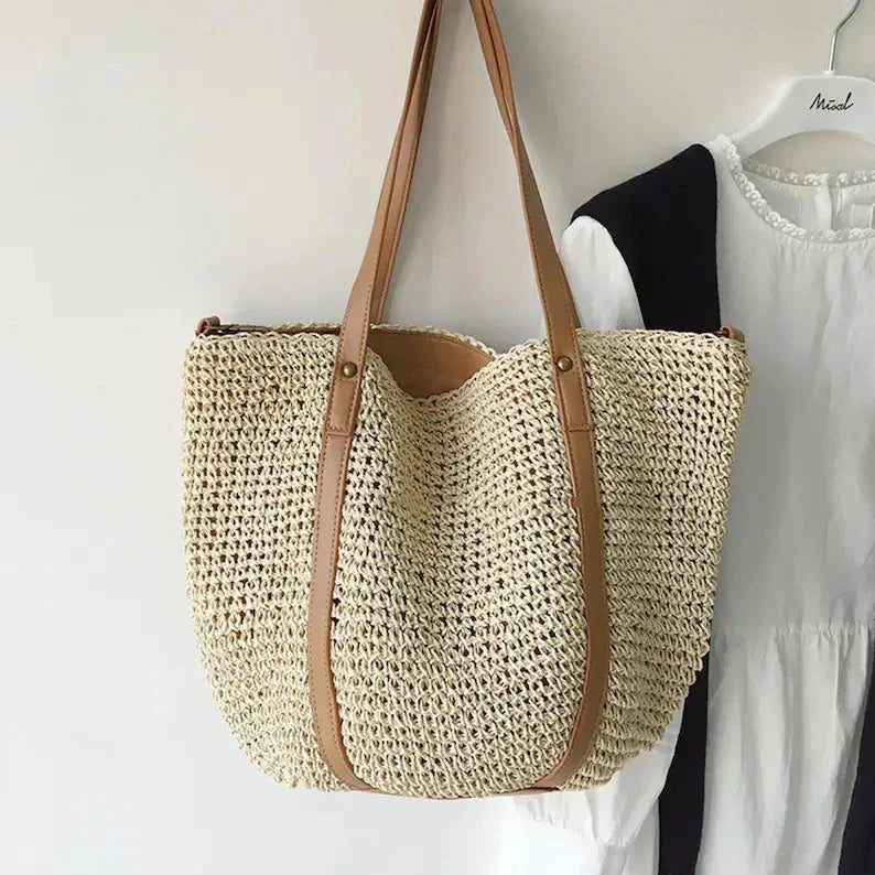 Aaliyah – Chic Eco Straw Beach Tote Bag