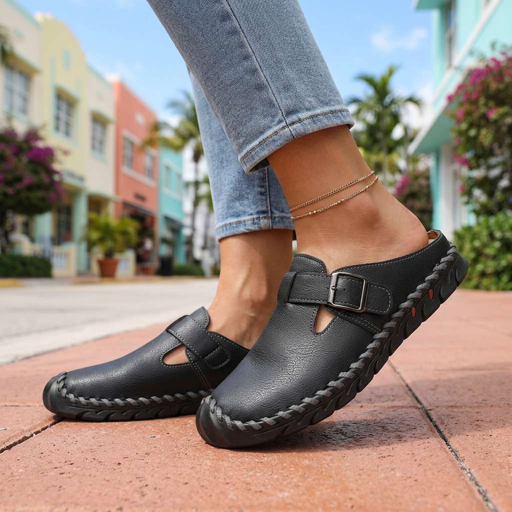 Amber - Classic Clogs with Adjustable Buckle