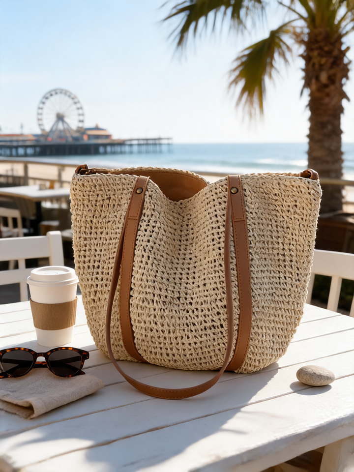 Aaliyah – Chic Eco Straw Beach Tote Bag