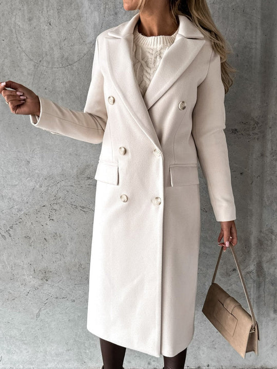 Double-Breasted Winter Coat | Tailored Lapel Style – Leah & Lila