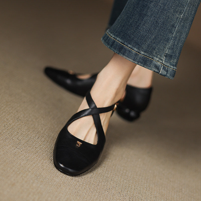 Sabrina - Cross Strap Mary Jane Flats