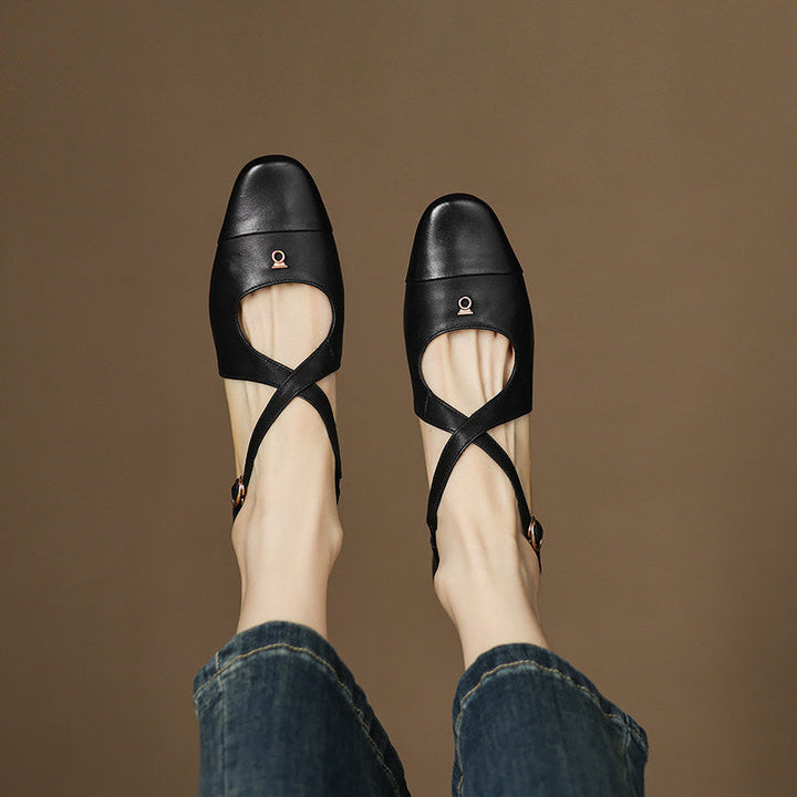 Sabrina - Cross Strap Mary Jane Flats