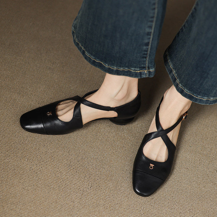 Sabrina - Cross Strap Mary Jane Flats