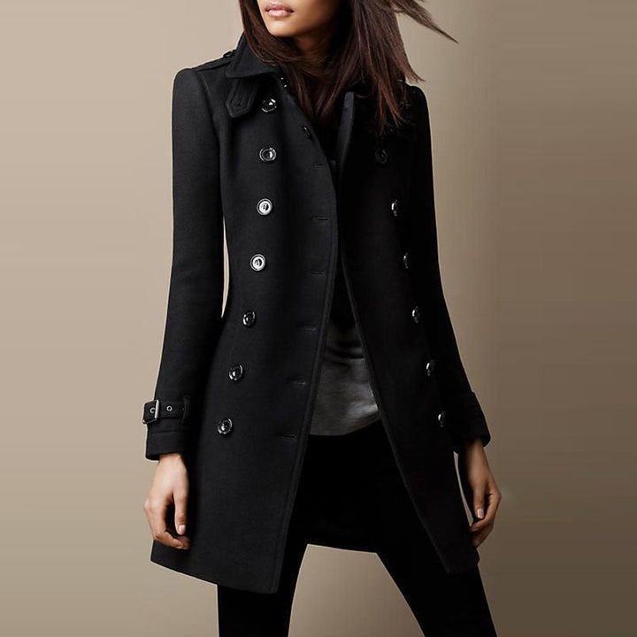 Tailored Double-Breasted Coat | Structured Winter Layer – Leah & Lila