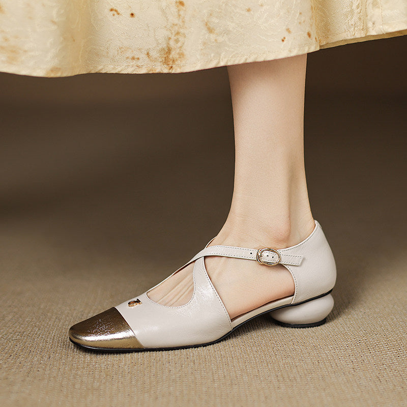 Sabrina - Cross Strap Mary Jane Flats