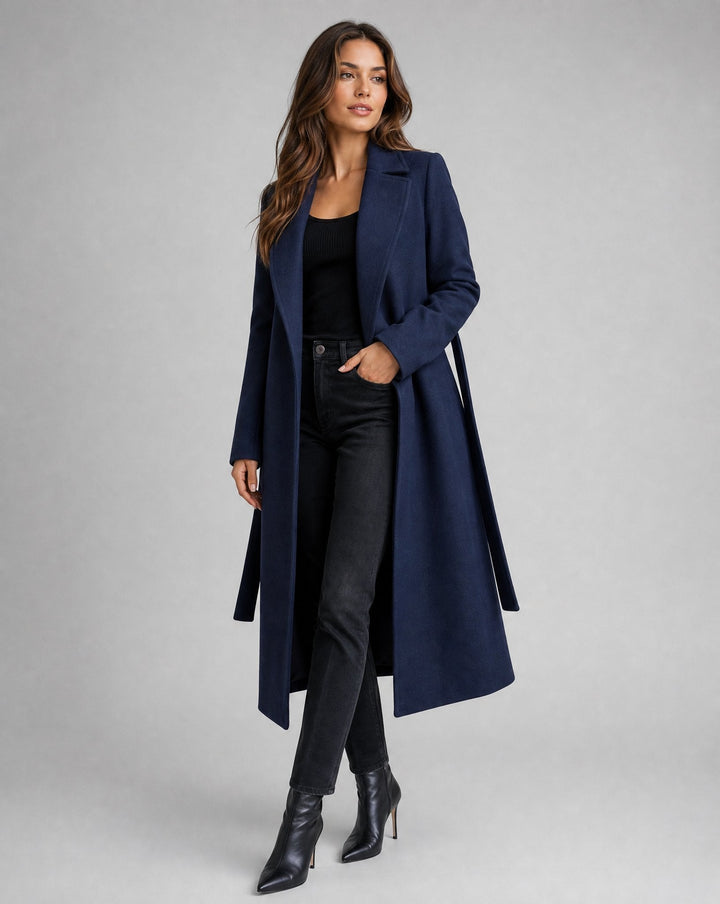 Wool-Blend Belted Coat | Tailored Autumn Winter Layer – Leah & Lila