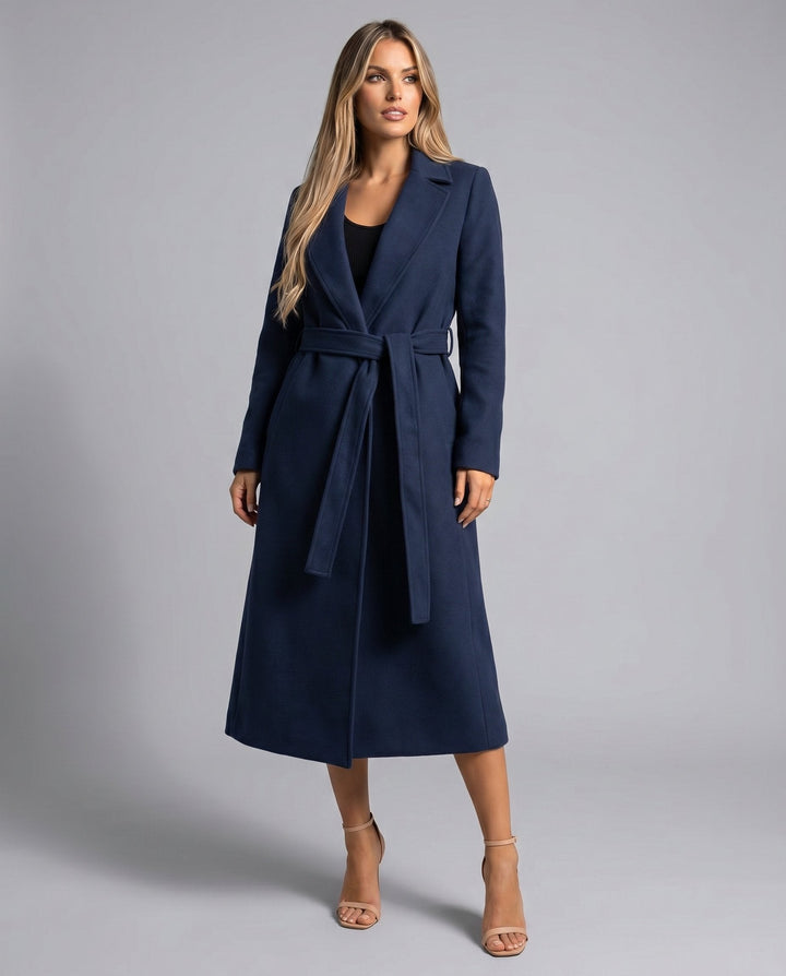 Wool-Blend Belted Coat | Tailored Autumn Winter Layer – Leah & Lila