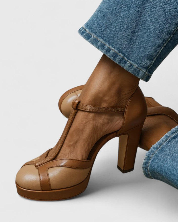 Seliora | T-Strap Block Heel Pumps – Leah & Lila