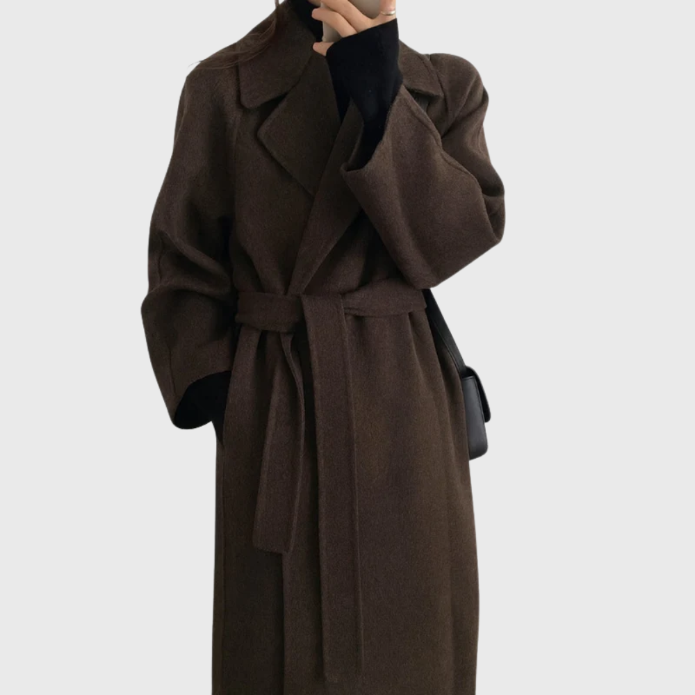 Wool-Blend Belted Coat | Warm Tailored Winter Layer – Leah & Lila