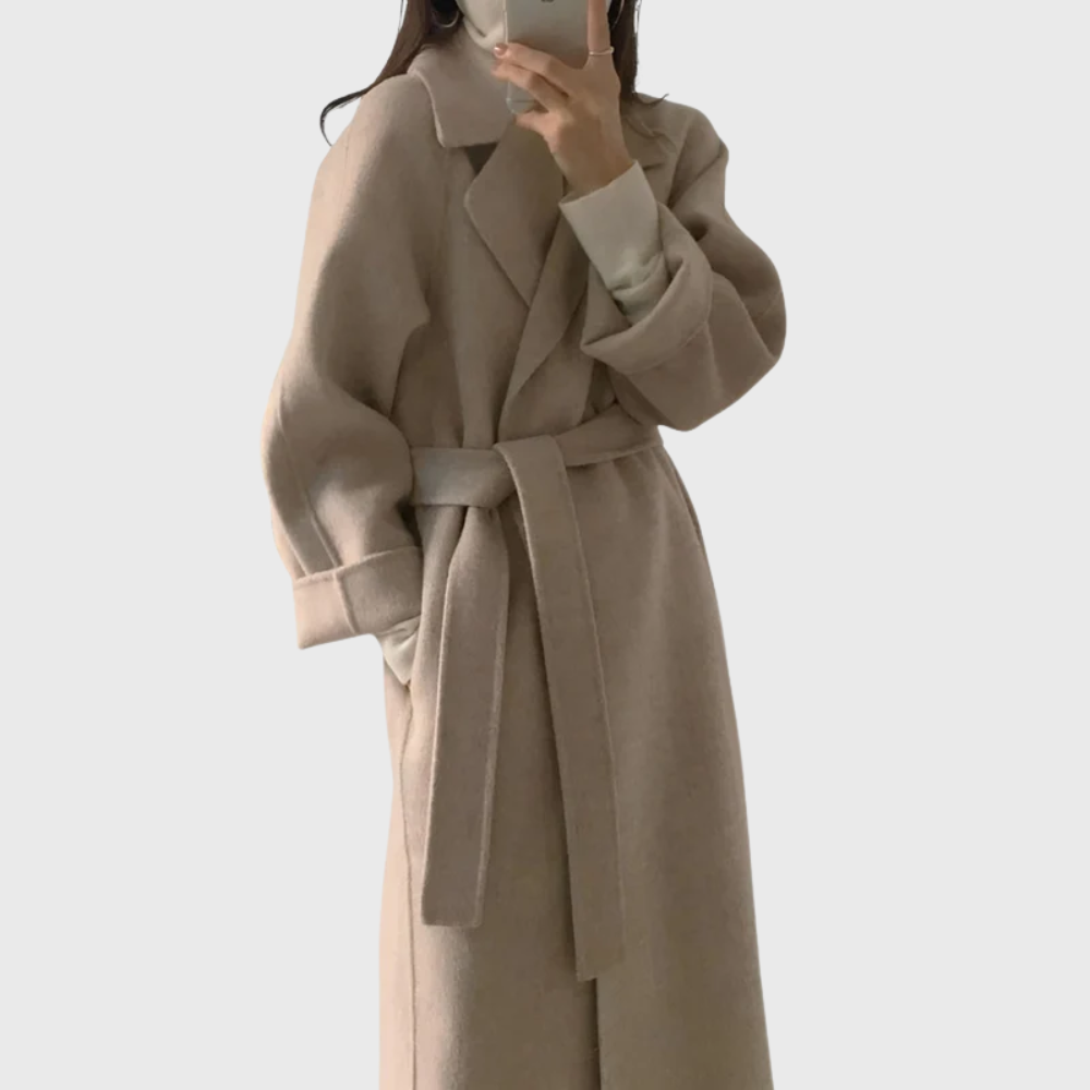 Wool-Blend Belted Coat | Warm Tailored Winter Layer – Leah & Lila