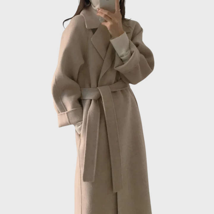 Wool-Blend Belted Coat | Warm Tailored Winter Layer – Leah & Lila