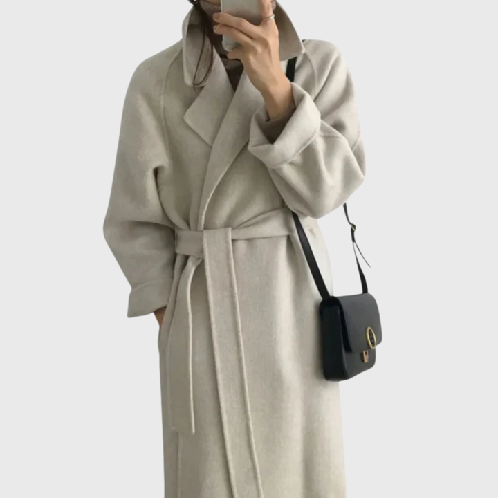Wool-Blend Belted Coat | Warm Tailored Winter Layer – Leah & Lila