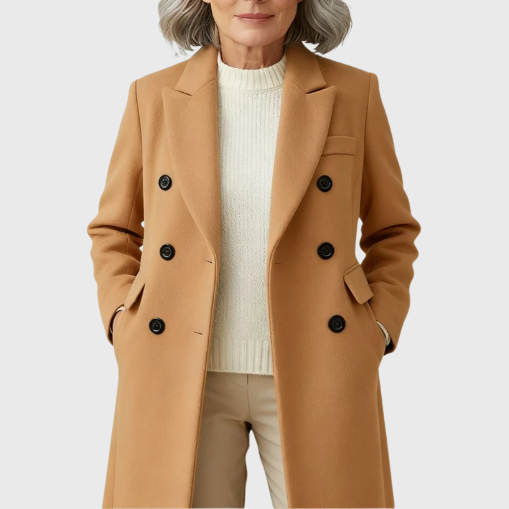 Wool Double-Breasted Long Coat | Tailored Winter Style