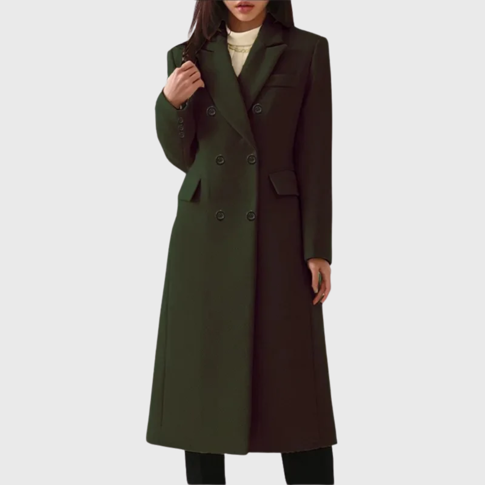Wool Double-Breasted Long Coat | Tailored Winter Style