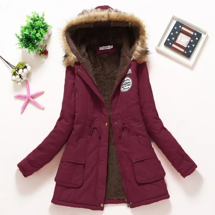 Fleece-Lined Faux Fur Hood Parka | Warm Drawstring Winter Jacket – Leah & Lila