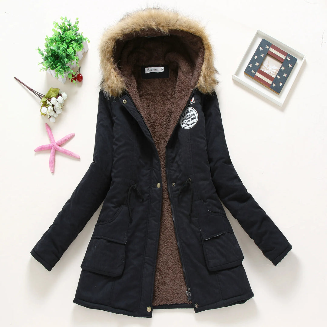 Fleece-Lined Faux Fur Hood Parka | Warm Drawstring Winter Jacket – Leah & Lila