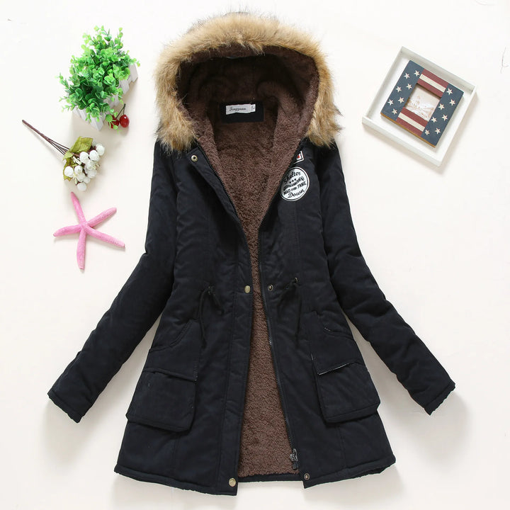 Fleece-Lined Faux Fur Hood Parka | Warm Drawstring Winter Jacket – Leah & Lila