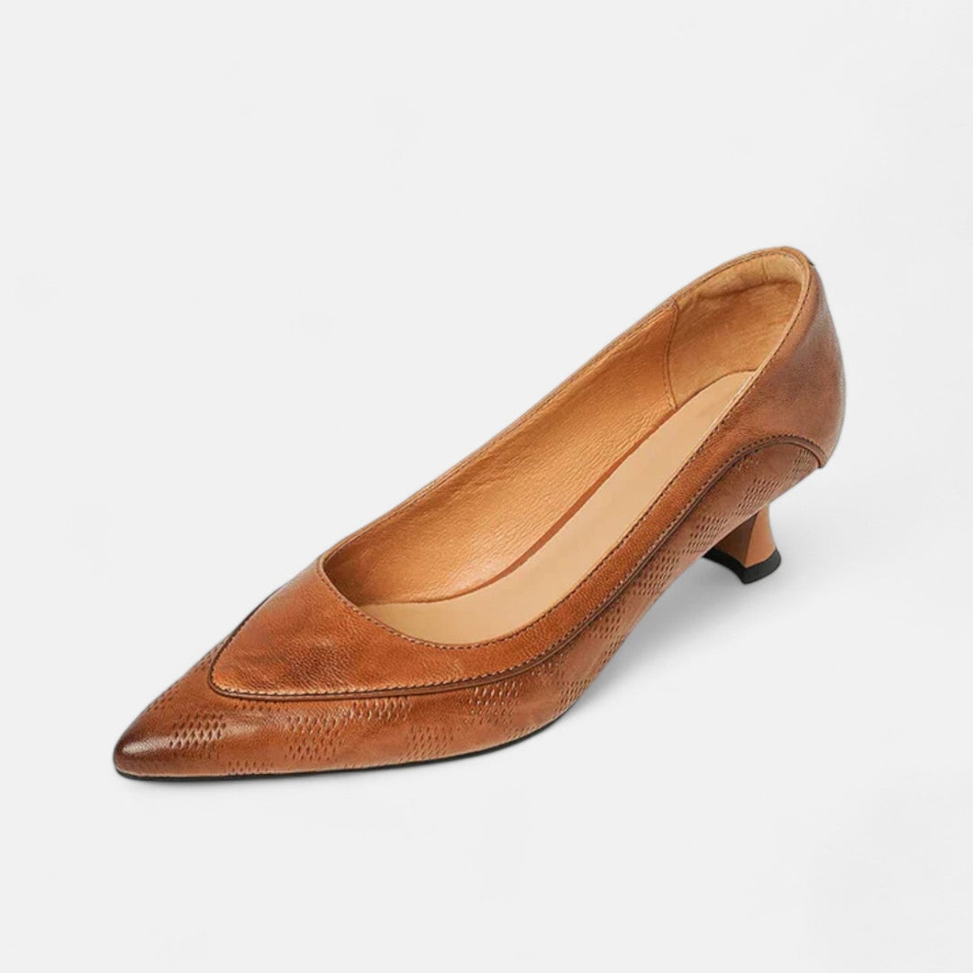 Amara | Leather Kitten Heel Pumps – Leah & Lila