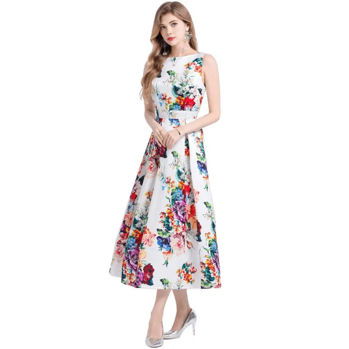 Elise Empire Waist A-Line Dress – styled full length look | Leah & Lila
