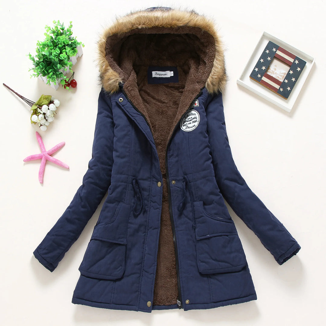 Fleece-Lined Faux Fur Hood Parka | Warm Drawstring Winter Jacket – Leah & Lila