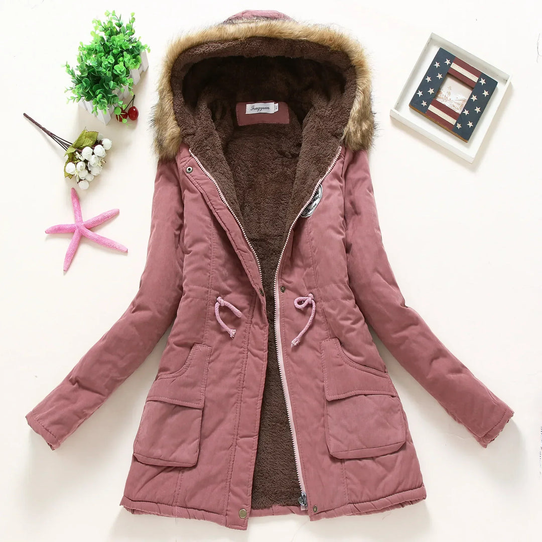 Fleece-Lined Faux Fur Hood Parka | Warm Drawstring Winter Jacket – Leah & Lila