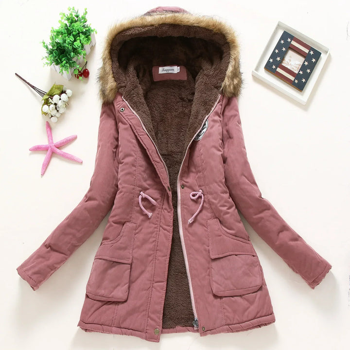 Fleece-Lined Faux Fur Hood Parka | Warm Drawstring Winter Jacket – Leah & Lila