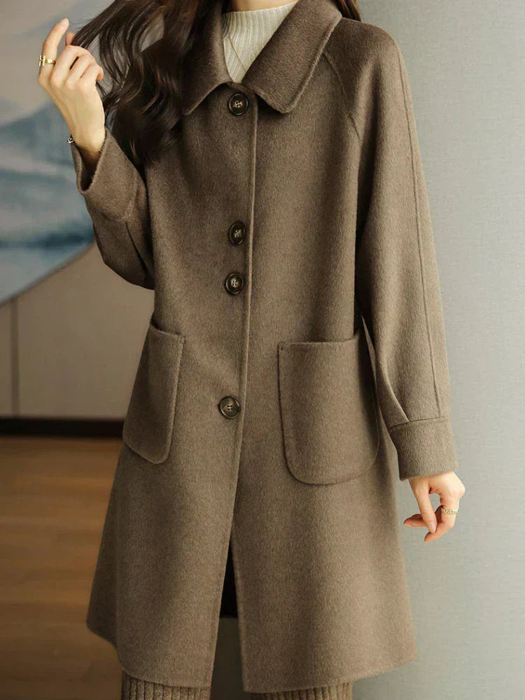 Textured Winter Coat | Classic Button Collar Style – Leah & Lila
